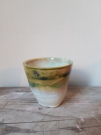 Koffie kopje - mintgroen druip wit
