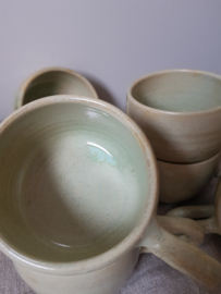Zes kopjes met oor - beige/mint