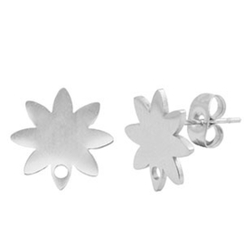 Oorbelstekers - Bloem - zilver
