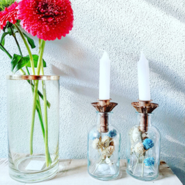 Een zin schudden houten Vaas glas met gouden insteek deksel | woonaccessoires | Roses and Ruches