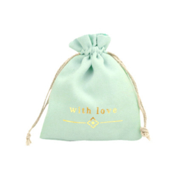 Sieraad zakje - with love - mint gold