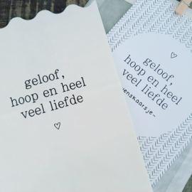 Wenskaarsje - Geloof, hoop en liefde