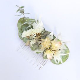 Haarkam met gedroogde bloemen - Eucaluyptus S