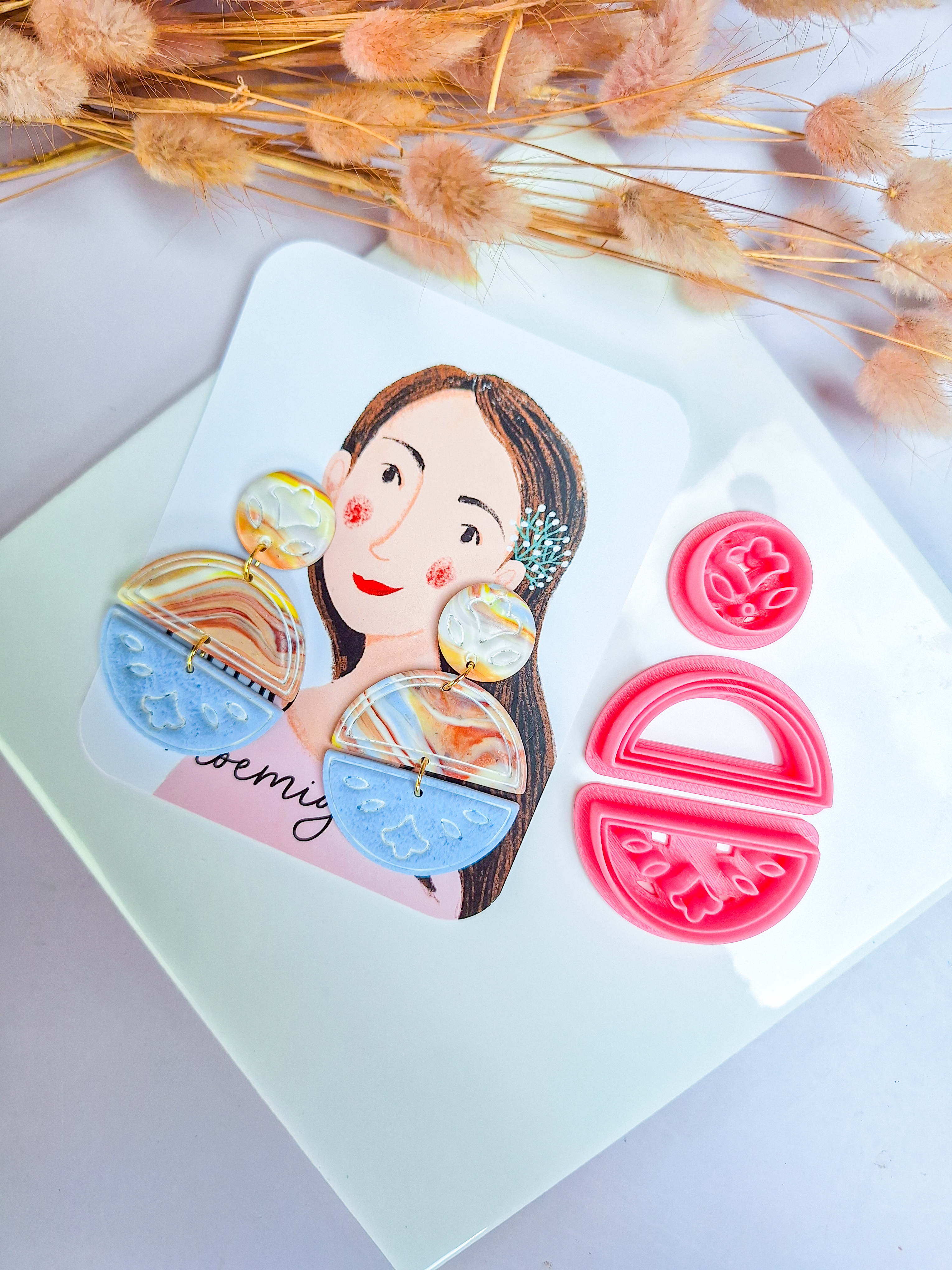 Clay cutter - Folk floral set