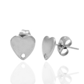 Oorbelstekers - Hartjes - zilver RVS