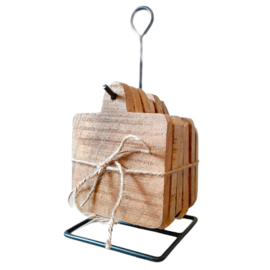 Onderzetters met houder - Hout