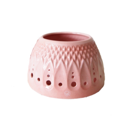 Waxinelichthouder - keramiek - roze - druppel