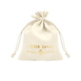 Sieraad zakje - with love - beige gold