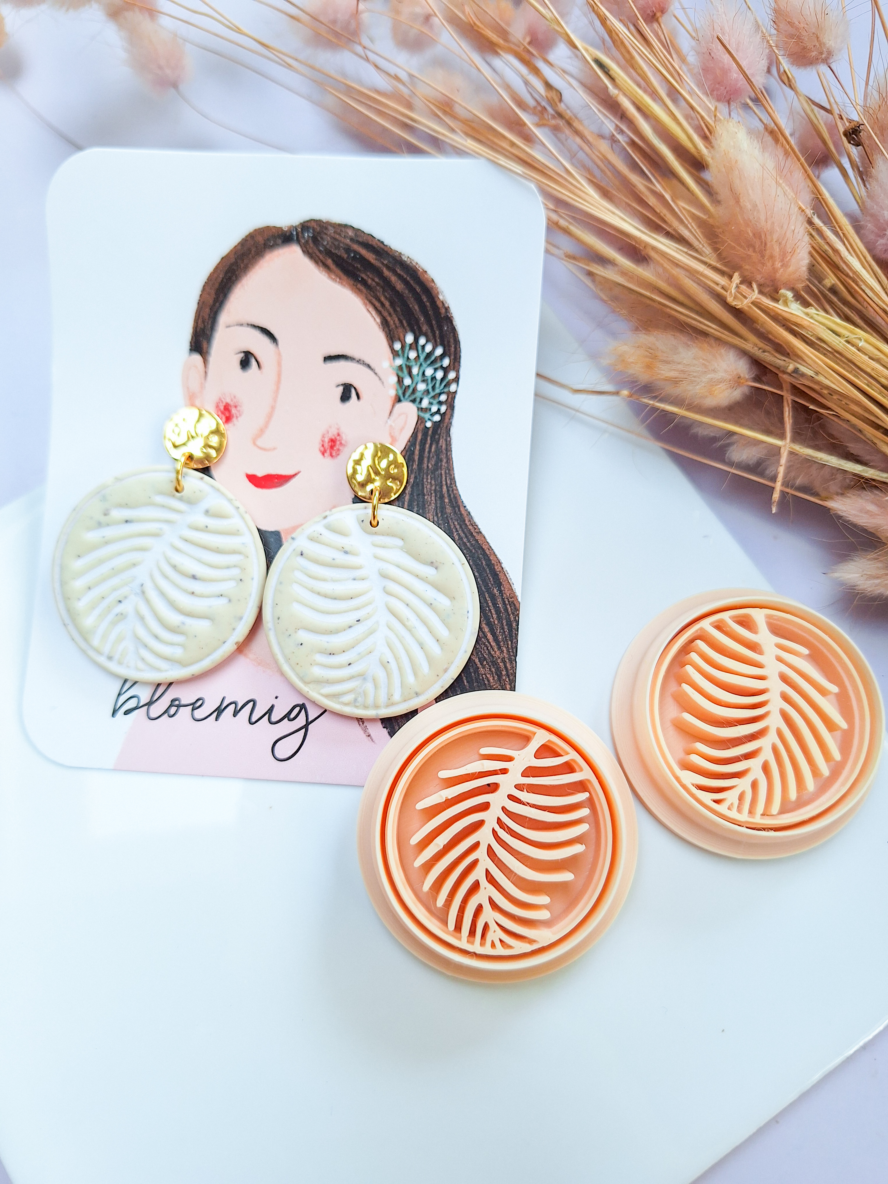 Clay cutter - Leaf imprint gespiegelde set