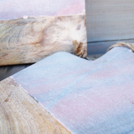 Snijplank - Mango hout, marble pink