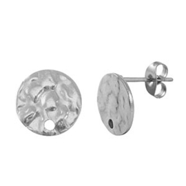 Oorbelstekers - Ruw - zilver 10 mm