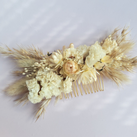 Haarkam met gedroogde bloemen - Naturel - M