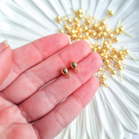 Ball stud oorbellen - goudkleurig - 5 paar