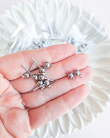 Ball stud oorbellen - zilverkleurig - 5 paar