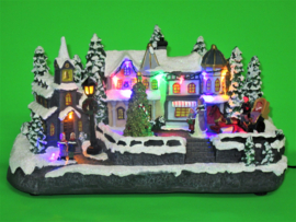 4 x Kerstdorp met draaiende kerstboom - LED - Muziek  KH5096