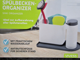 6 x Gootsteenorganizer - Aanrechtorganiser - met zeepdispenser - Vivess   DD1210