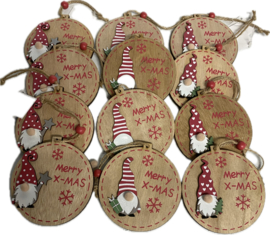 48 x Houten kersthangers - 10x9,5cm - 3ass  KE3100