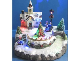 4 x Kerk met draaiende kerstboom  KH4410