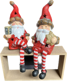 6 x Kerstmannen rood met bungelbenen - H=23cm B=8cm - 2ass - KD0235
