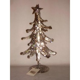 10 x Kerstboom zilver 27 cm met ster