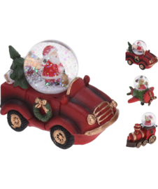9 x Waterballen - Kerstfiguren in voertuig - 100mm - 3ass  KF1600