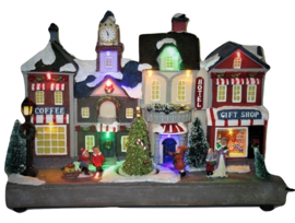 4 x Winkelstraatje met draaiende kerstboom - Led verlichting - Muziek  KH5097