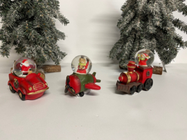 9 x Waterballen - Kerstfiguren in voertuig - 100mm - 3ass  KF1600