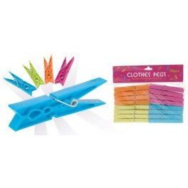 24 Pakjes Wasknijper Plastic 16 stuks 4 kleuren