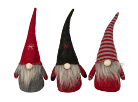 12 x Stoffen Gnoom - Kerstkabouter staand - H=20cm - 3ass  KD0510