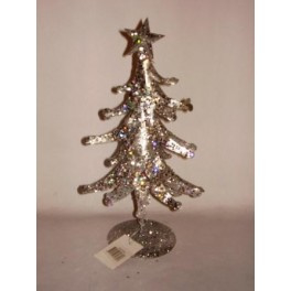 10 x Kerstboom zilver 27 cm met ster