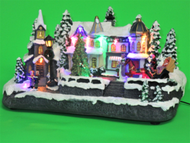 4 x Kerstdorp met draaiende kerstboom - LED - Muziek  KH5096