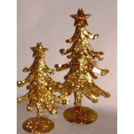 10 x Kerstboom goud 27 cm met ster