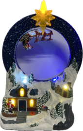 4 x Kerstdorpje met Ronddraaiende Slee - Ledverlichting - USB kabel - H=28cm  KH0855