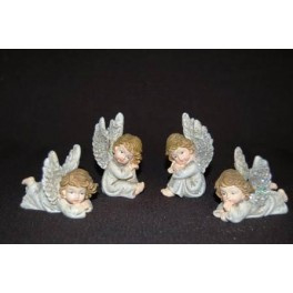 12 x Engeltje zittend en liggend - wit/zlv -4 ass.  KG0955