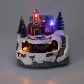 6 x Wintertafereel met treintje - 13 x 13 cm - 3 ass - B/O  KH0550