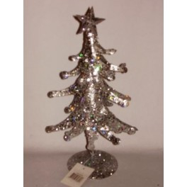 10 x Kerstboom zilver 27 cm met ster