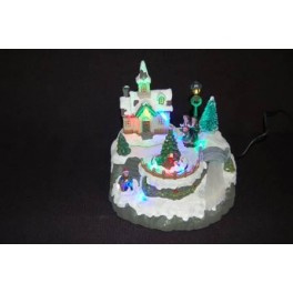 4 x Kerk met draaiende kerstboom  KH4410