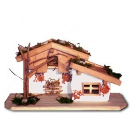 3 x Huis van hout h 14cm b 28/30 cm 3 ass.