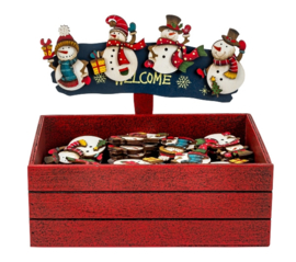 72 x Magneet Houten Sneeuwmannen inclusief displaybox 4ass KE2500