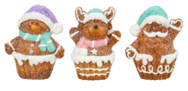 12 x Kerstbeeldjes - Muffins Kerstfiguren - h=9cm b=7cm KD0640
