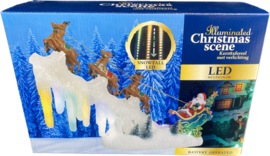 6 x Slee met kerstman en rendieren - Snowfall ledverlichting - B/O KH0840