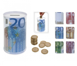 24 x Spaarpotten van blik met euro biljet afbeeldingen 6ass. CC0200