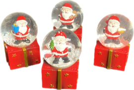 12 x Waterbal glas - Kerstman pakje - led verlichting 7 cm 4 ass. KF1500