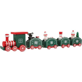 8 x Houten Treinsetjes - Set van 4 - B=20cm H=4,8cm - Rood en Groen  KD5010