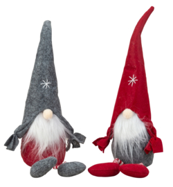 8 x Gnoom / Kerstkabouter van Vilt - met bungelbenen - H=27cm - 2ass  KD0495