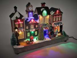 4 x Winkelstraatje met draaiende kerstboom - Led verlichting - Muziek  KH5097