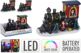 6 x Stoomlocomotief - Trein met ledverlichting - 22x13cm - B/O KH0560