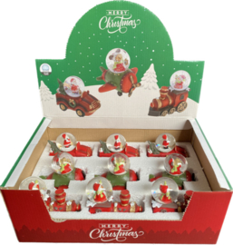 9 x Waterballen - Kerstfiguren in voertuig - 100mm - 3ass  KF1600