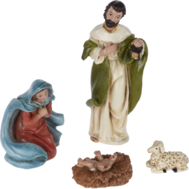 6 x Kerstgroepje - Kerststalfiguren - Set van 4 stuks - Polyresin