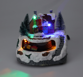 6 x Wintertafereel met treintje - 13 x 13 cm - 3 ass - B/O  KH0550